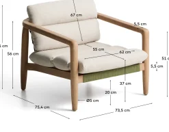 Tuinstoelen-Kave Home Menfi Outdoor Fauteuil Beige, Groen