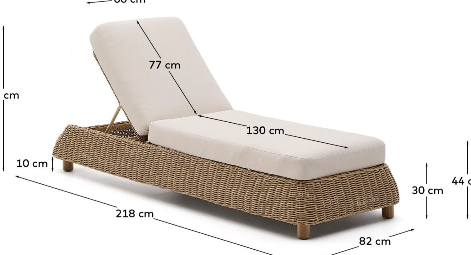 Tuinstoelen-Kave Home Meria Ligstoel Beige, Naturel