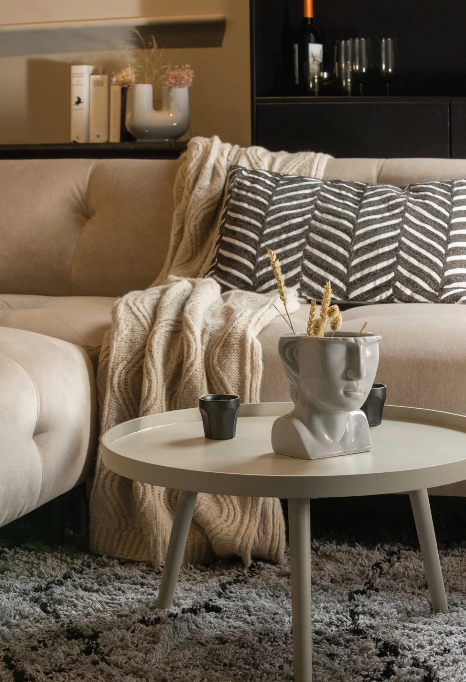Ronde Bijzettafels-WOOOD Mesa Beige Bijzettafel Antique Beige