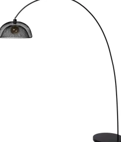 Industriële Vloerlampen|Vloerlampen-Lucide Mesh Boog Vloerlamp Zwart