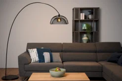 Industriële Vloerlampen|Vloerlampen-Lucide Mesh Boog Vloerlamp Zwart