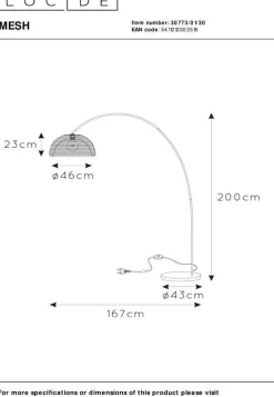 Industriële Vloerlampen|Vloerlampen-Lucide Mesh Boog Vloerlamp Zwart
