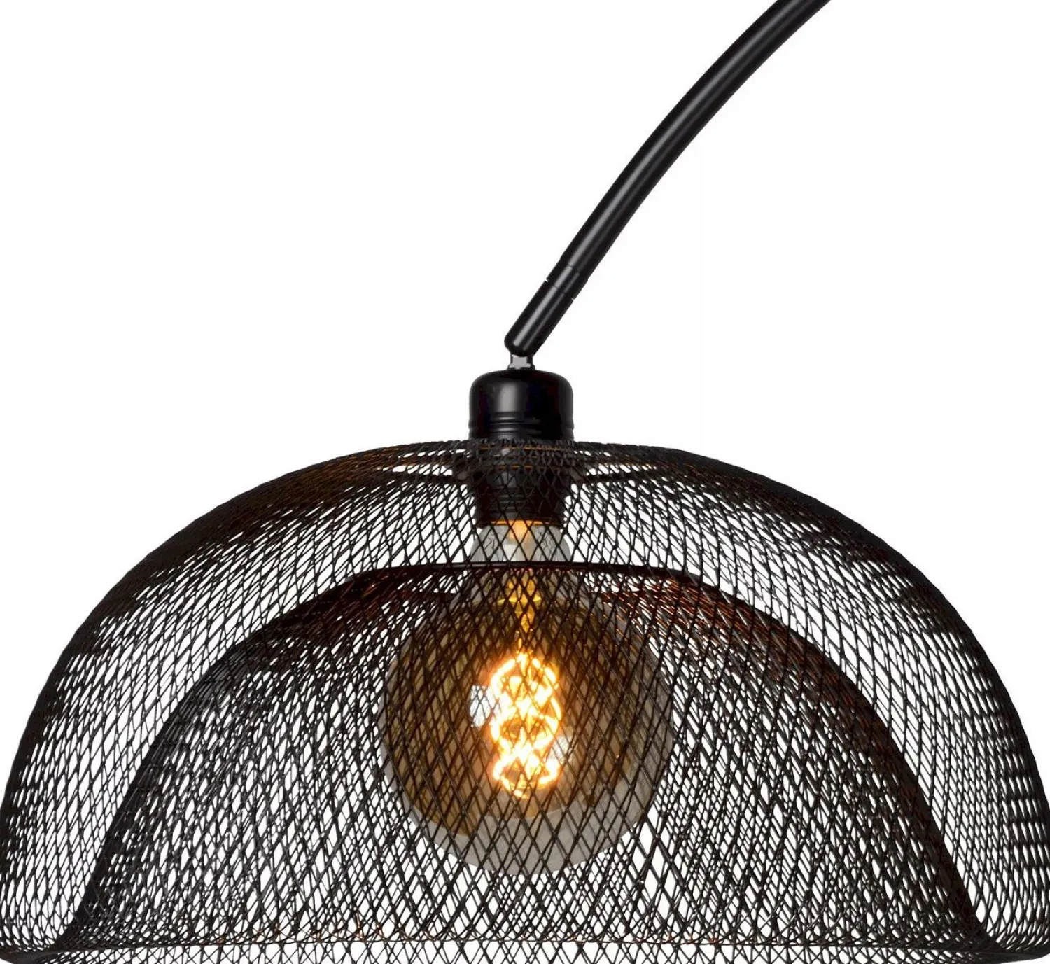 Industriële Vloerlampen|Vloerlampen-Lucide Mesh Boog Vloerlamp Zwart