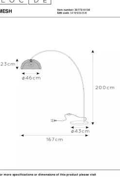 Industriële Vloerlampen|Vloerlampen-Lucide Mesh Boog Vloerlamp Zwart