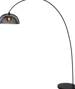 Industriële Vloerlampen|Vloerlampen-Lucide Mesh Boog Vloerlamp Zwart