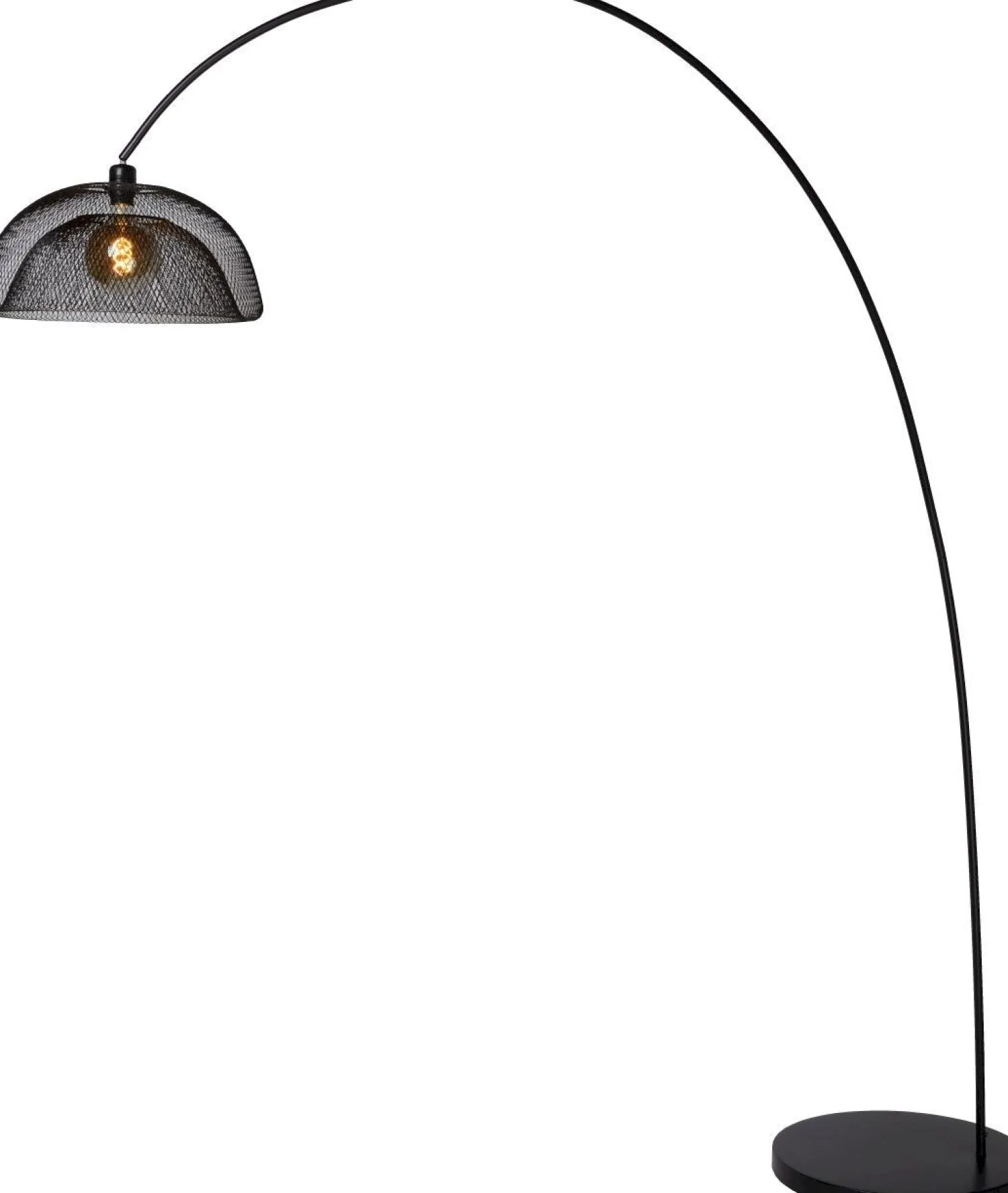 Industriële Vloerlampen|Vloerlampen-Lucide Mesh Boog Vloerlamp Zwart