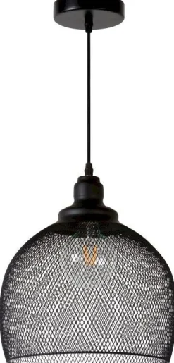 Industriële Hanglampen|Industriële Hanglampen-Lucide Mesh Hanglamp Zwart