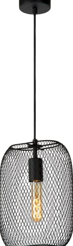 Industriële Hanglampen|Industriële Hanglampen-Lucide Mesh Hanglamp Zwart