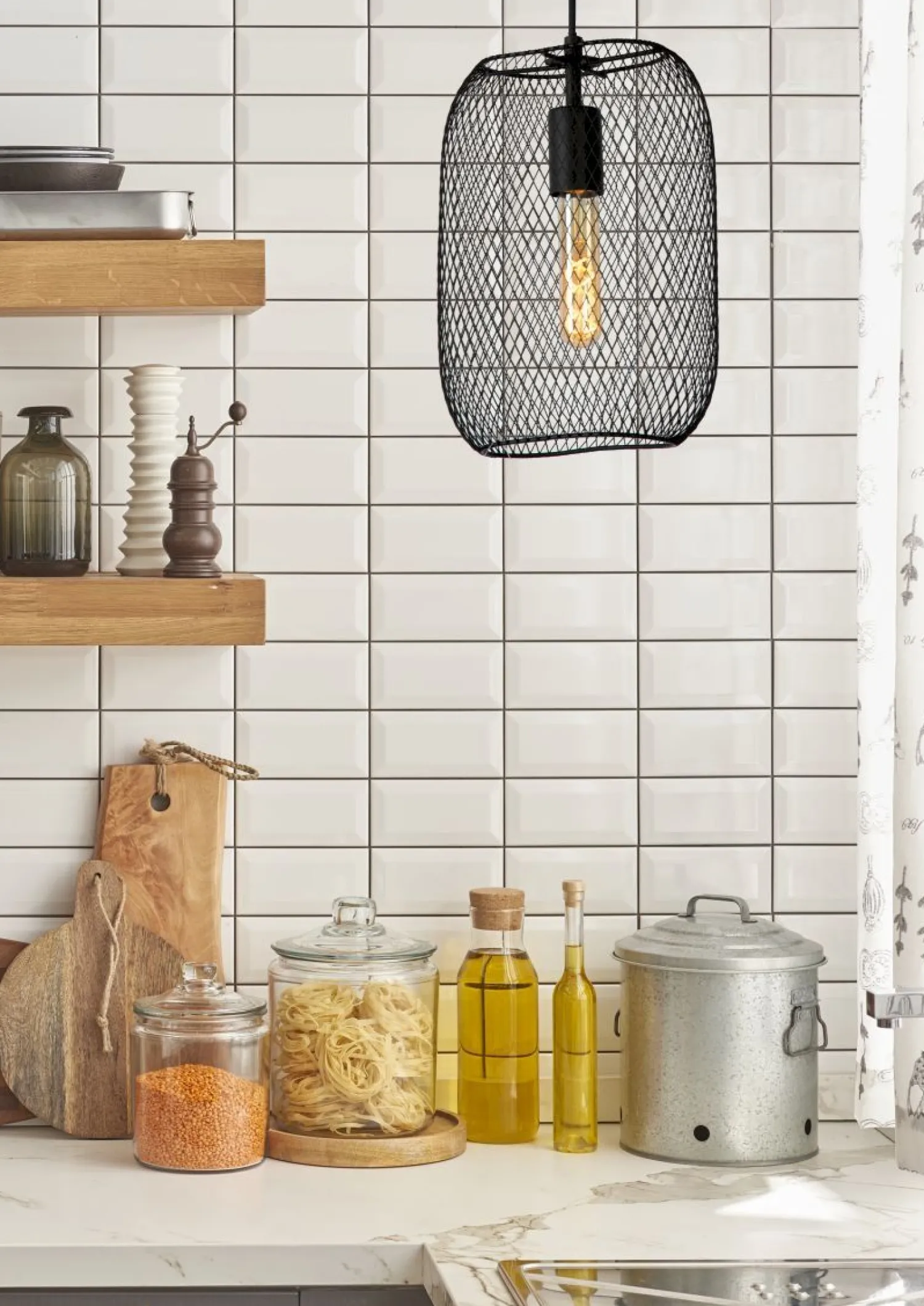 Industriële Hanglampen|Industriële Hanglampen-Lucide Mesh Hanglamp Zwart