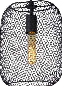 Industriële Hanglampen|Industriële Hanglampen-Lucide Mesh Hanglamp Zwart