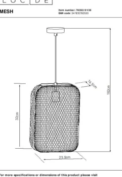 Industriële Hanglampen|Industriële Hanglampen-Lucide Mesh Hanglamp Zwart