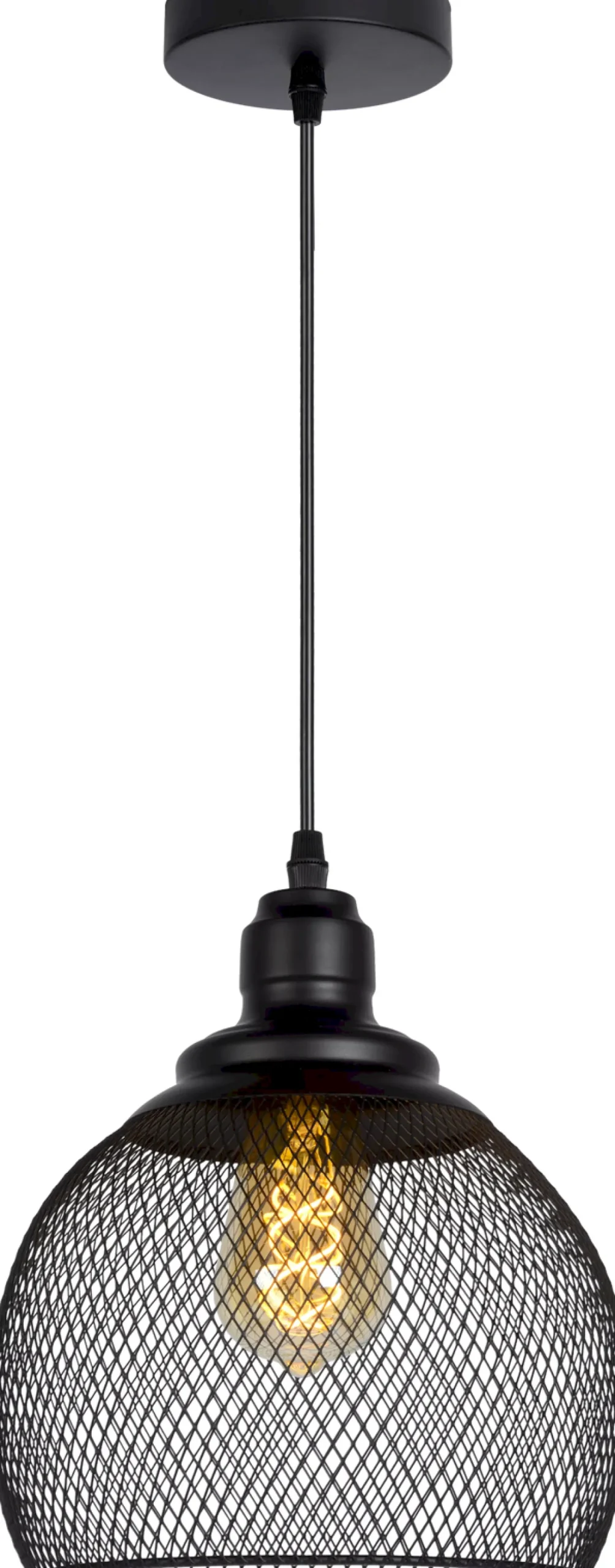 Industriële Hanglampen|Industriële Hanglampen-Lucide Mesh Hanglamp Zwart