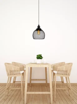 Industriële Hanglampen|Industriële Hanglampen-Lucide Mesh Hanglamp Zwart