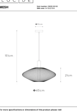 Hanglampen|Hanglampen-Lucide Mesh Ovaal Hanglamp Goud, Zwart