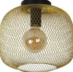 Plafondlampen|Plafondlampen-Lucide Mesh Plafondlamp Goud