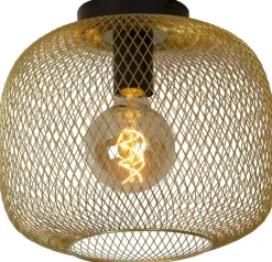 Plafondlampen|Plafondlampen-Lucide Mesh Plafondlamp Goud