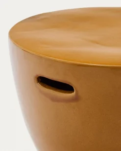 Tuintafels-Kave Home Mesquida Bijzettafel Mosterd