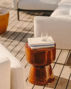Tuintafels|Ronde Bijzettafels-Kave Home Mesquida Bijzettafel Bruin, Terracotta
