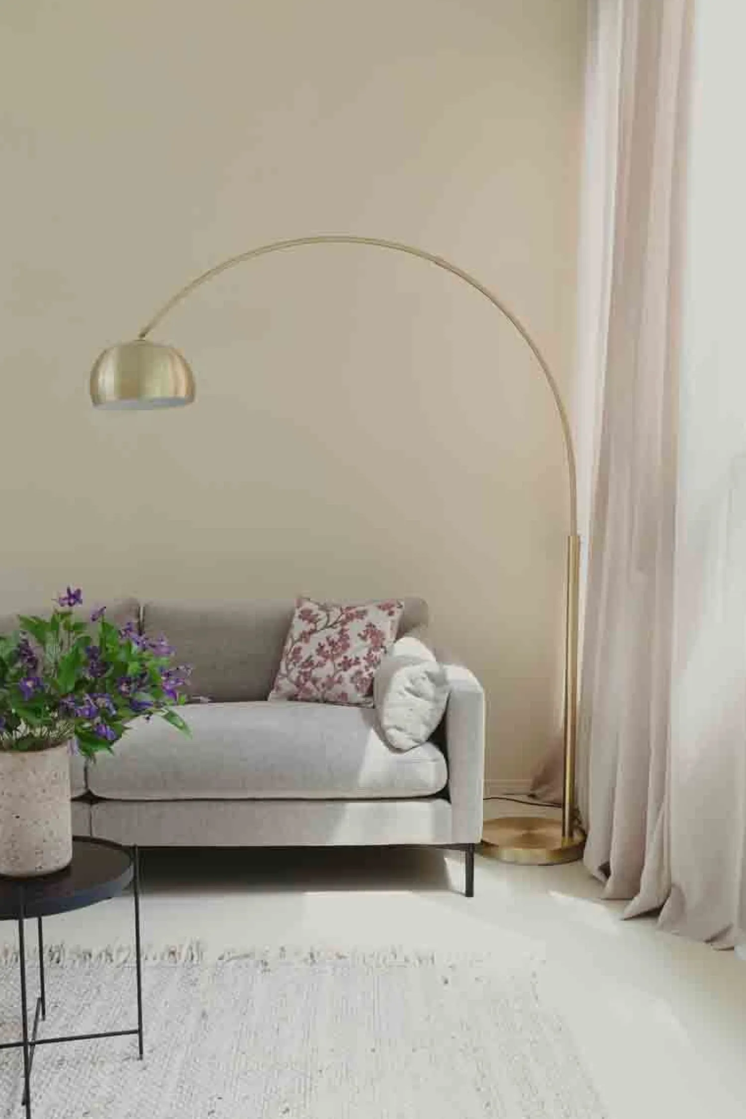 Vloerlampen|Vloerlampen-Zuiver Metal Bow Vloerlamp Brass