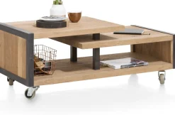 Houten Salontafels-Henders en Hazel Metalo Salontafel Railway Brown