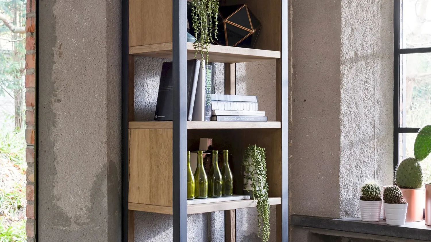 Boekenkasten-Henders en Hazel Metalo Boekenkast Railway Brown, Desert Black