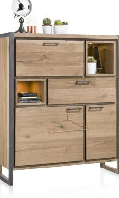 Dressoirs-Henders en Hazel Metalo Highboard Railway Brown, Desert Black