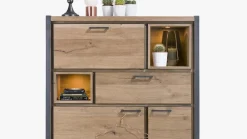Dressoirs-Henders en Hazel Metalo Highboard Railway Brown, Desert Black