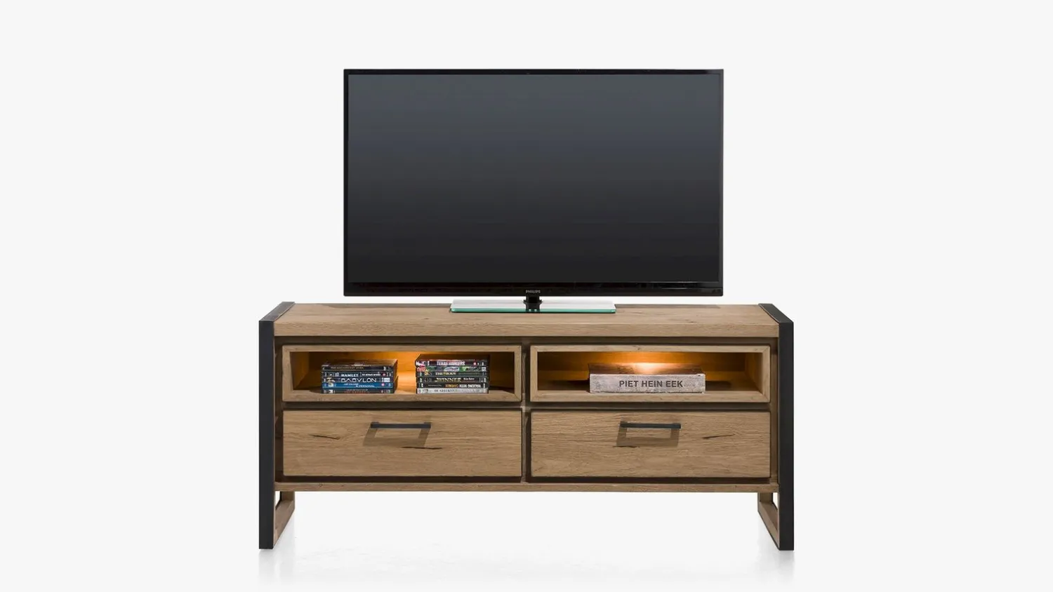 Tv-Meubels-Henders en Hazel Metalo Tv-meubel Railway Brown, Desert Black