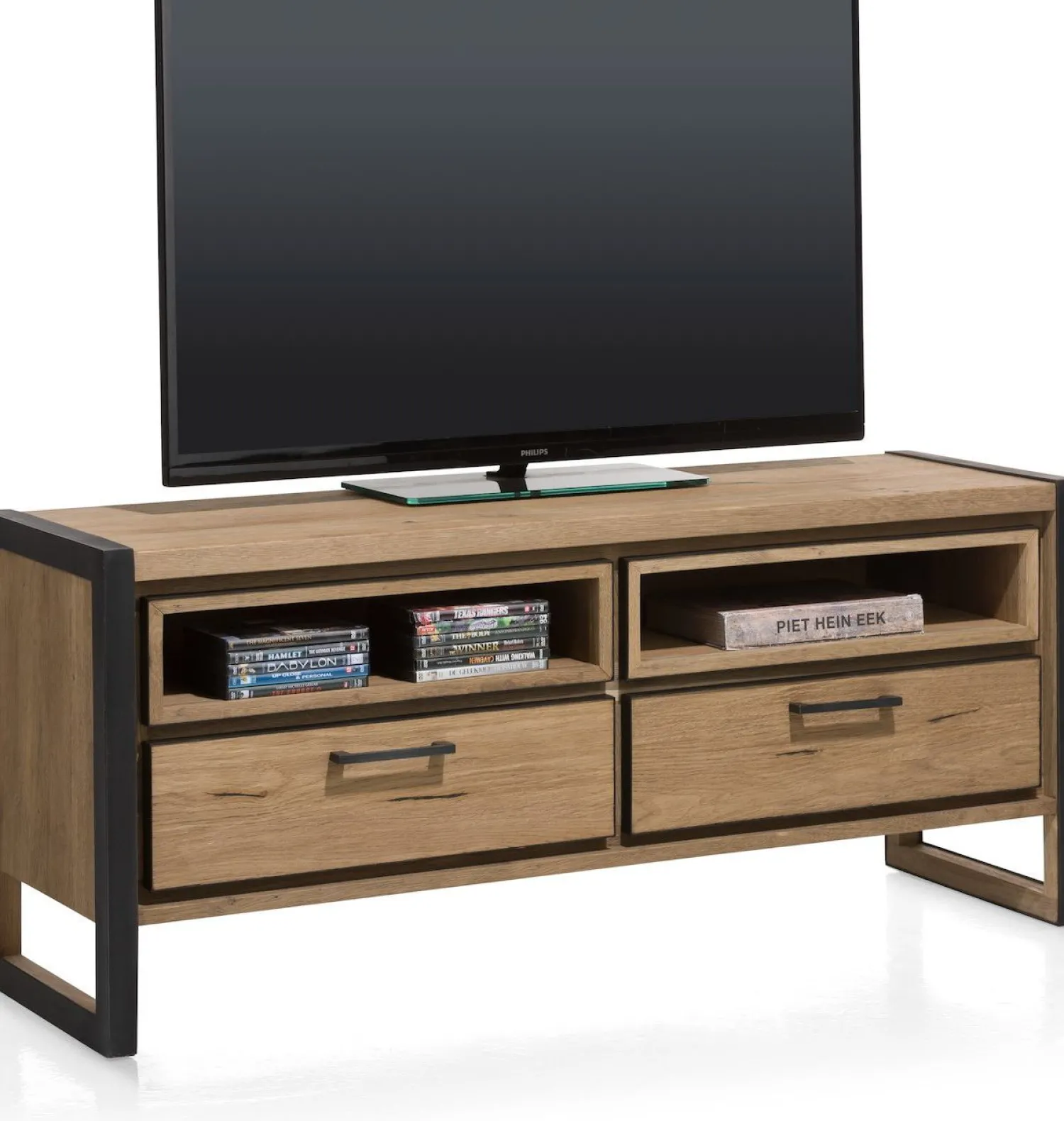 Tv-Meubels-Henders en Hazel Metalo Tv-meubel Railway Brown, Desert Black
