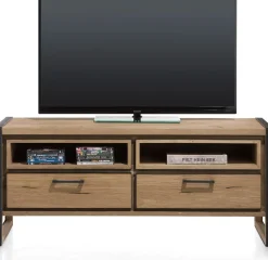 Tv-Meubels-Henders en Hazel Metalo Tv-meubel Railway Brown, Desert Black