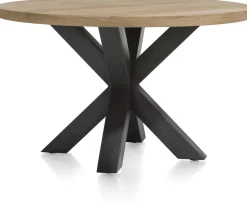 Houten Eettafels|Ronde Eettafels-Henders en Hazel Metalox Rond Eettafel Railway Brown