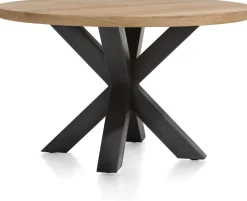 Houten Eettafels|Ronde Eettafels-Henders en Hazel Metalox Rond Eettafel Railway Brown