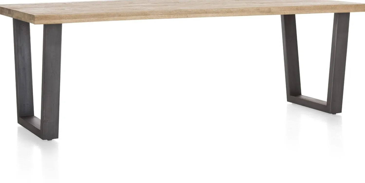 Houten Eettafels|Rechthoekige Eettafels-Henders en Hazel Metalox V-Poot Metaal Eettafel Naturel