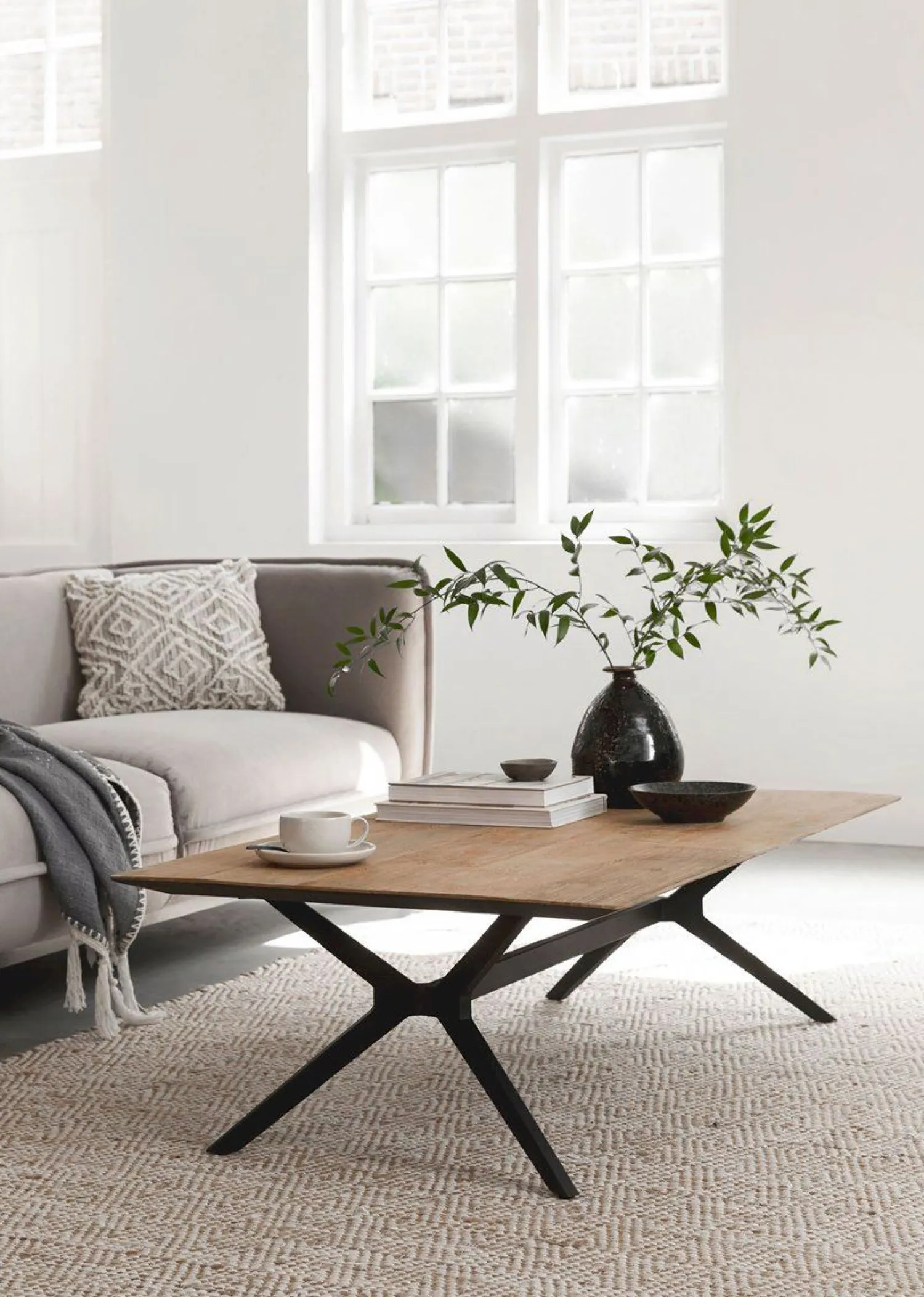 Houten Salontafels-DTP Home Metropole Salontafel Naturel, Zwart