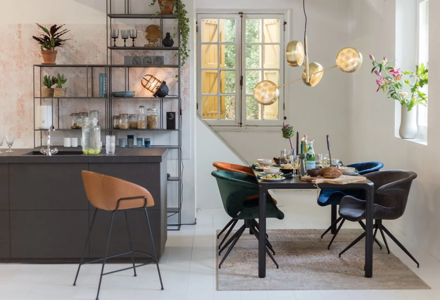 Eetkamerstoelen Met Armleuning-Zuiver Mia (set van 2) Eetkamerstoel Orange