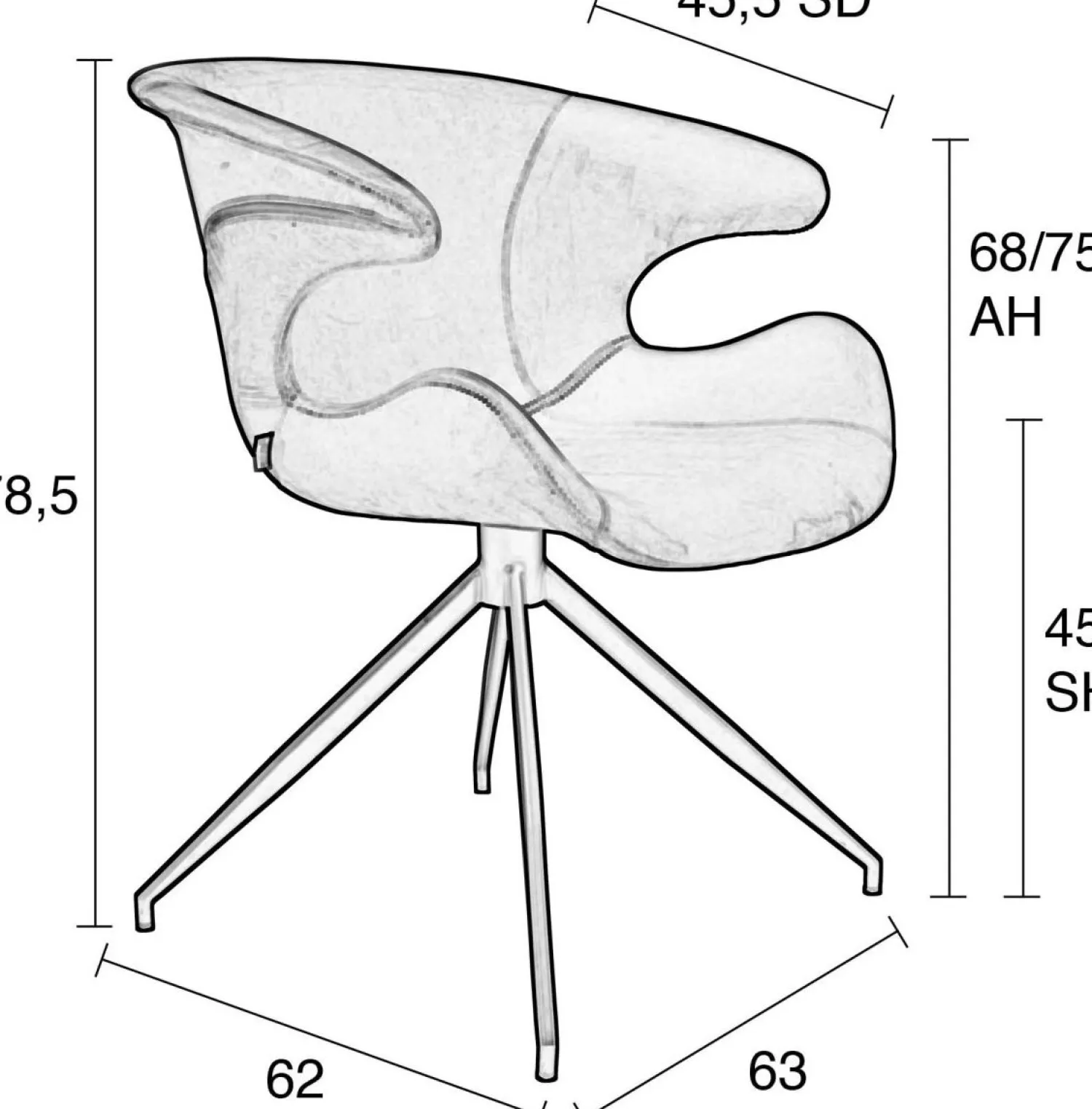 Eetkamerstoelen Met Armleuning-Zuiver Mia (set van 2) Eetkamerstoel Orange