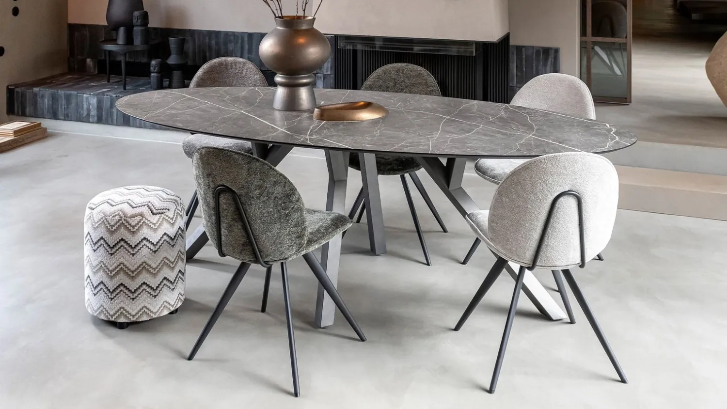 Ovale Eettafels-XOOON Minato Ovaal Eettafel Licht Grijs