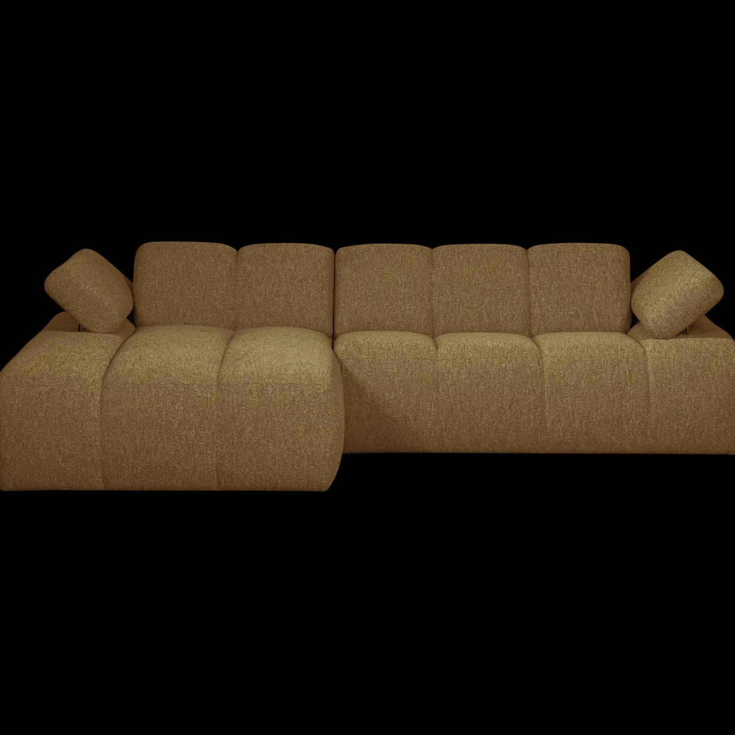 Elementenbanken-WOOOD Mojo Bouclé Chaise Longue Bank Yellow, Brown Melange