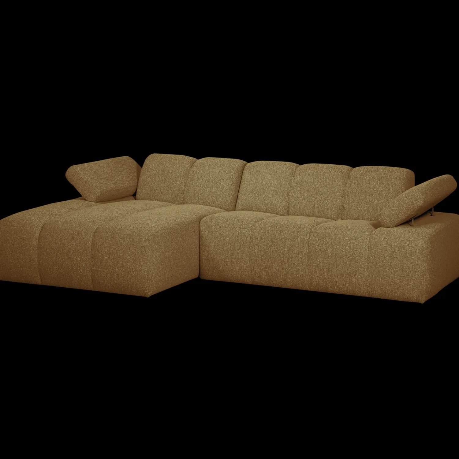 Elementenbanken-WOOOD Mojo Bouclé Chaise Longue Bank Yellow, Brown Melange