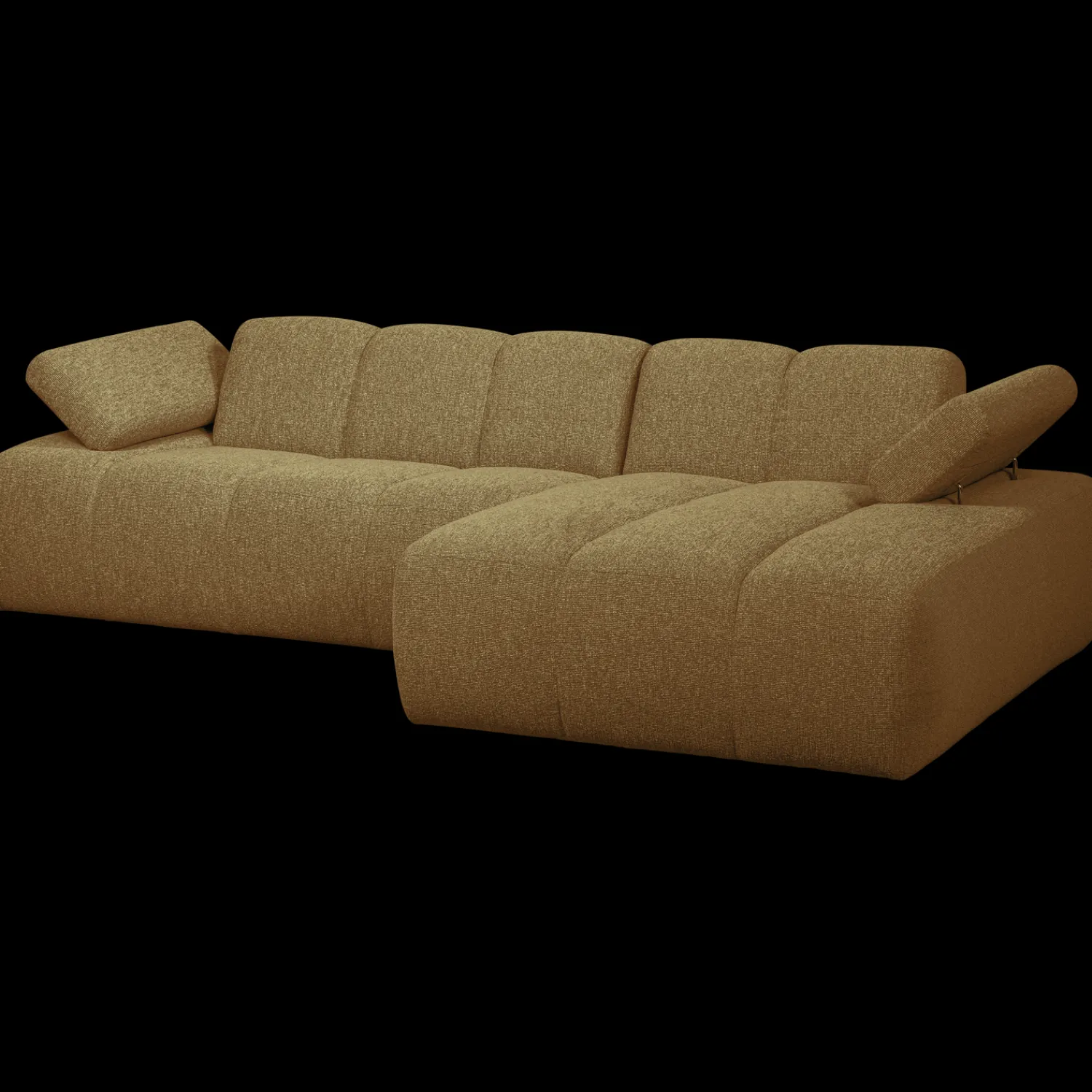 Elementenbanken-WOOOD Mojo Bouclé Chaise Longue Bank Yellow, Brown Melange