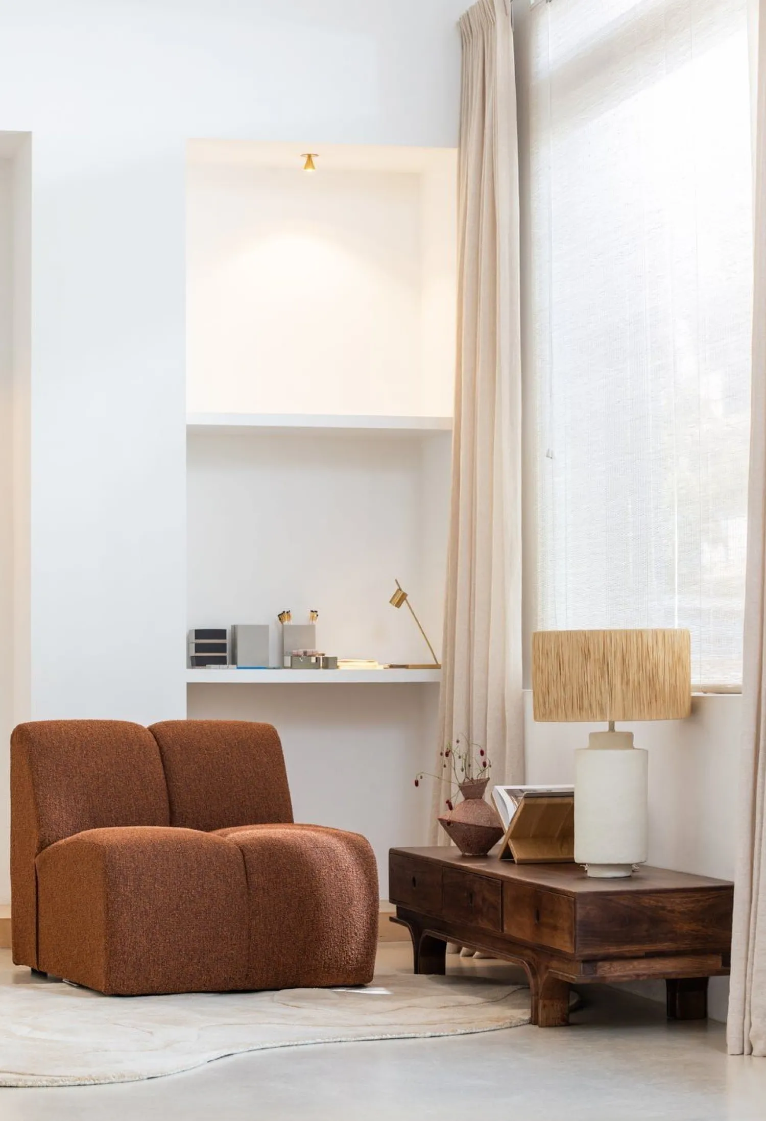 Elementenbanken-WOOOD Mojo Bouclé Elementenbank Rust Brown Melange
