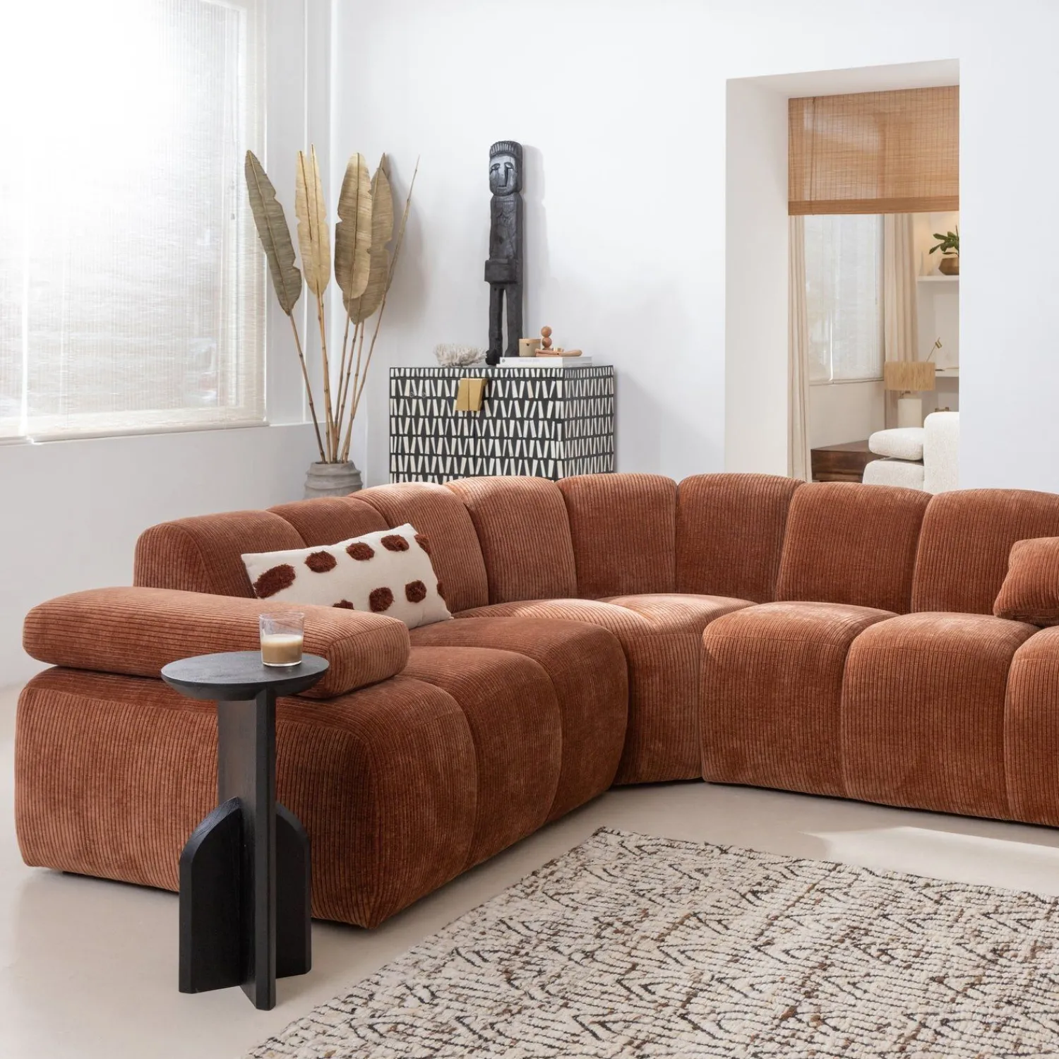 Hoekbanken-WOOOD Mojo Rib Hoekbank Rust Brown