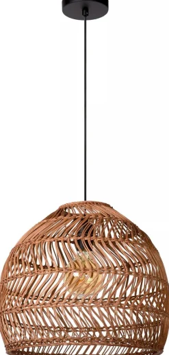Hanglampen|Hanglampen-Lucide Moloko Hanglamp Okergeel, Bruin