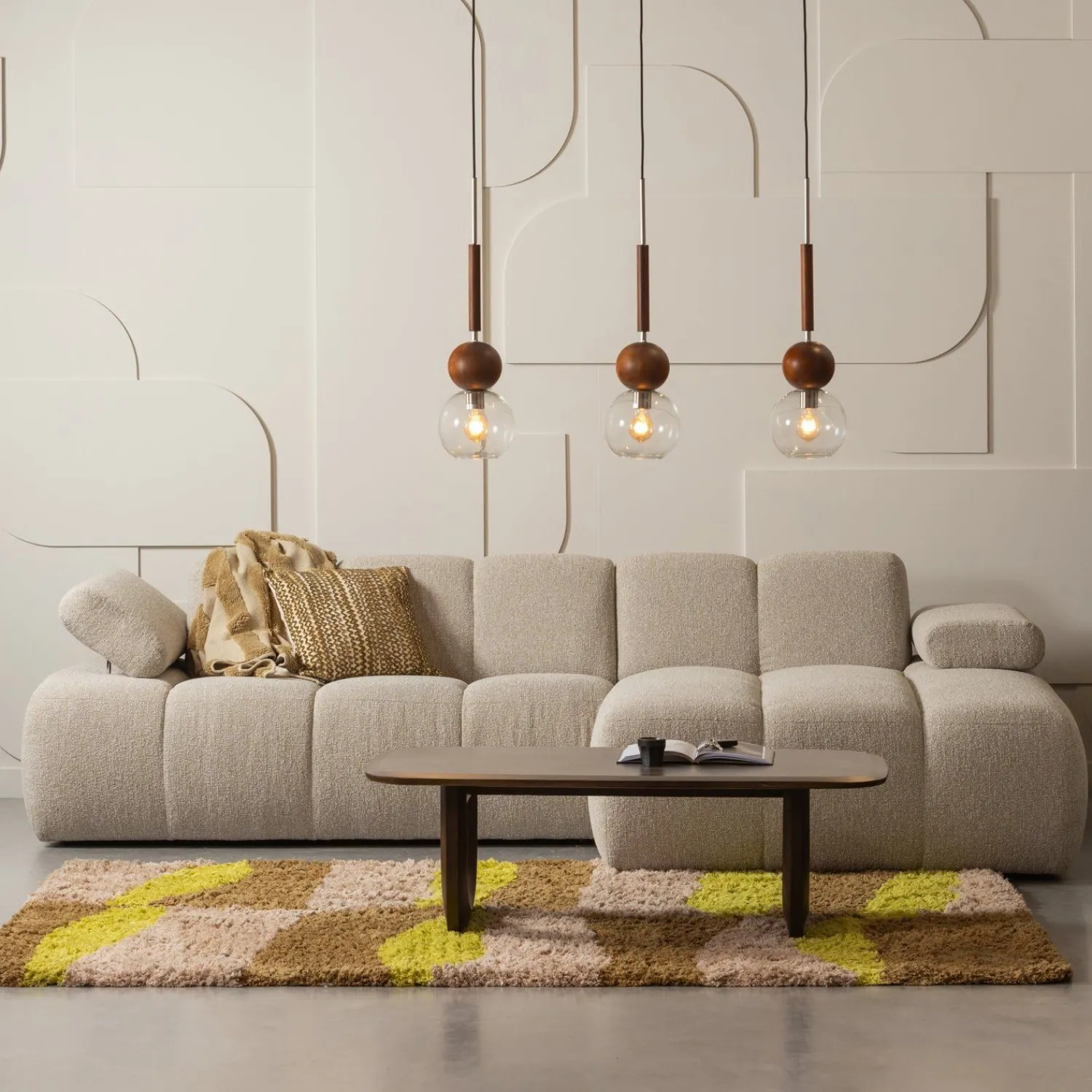Vloerkleden|Wollen Vloerkleden-WOOOD Musa Vloerkleed Natural, Yellow
