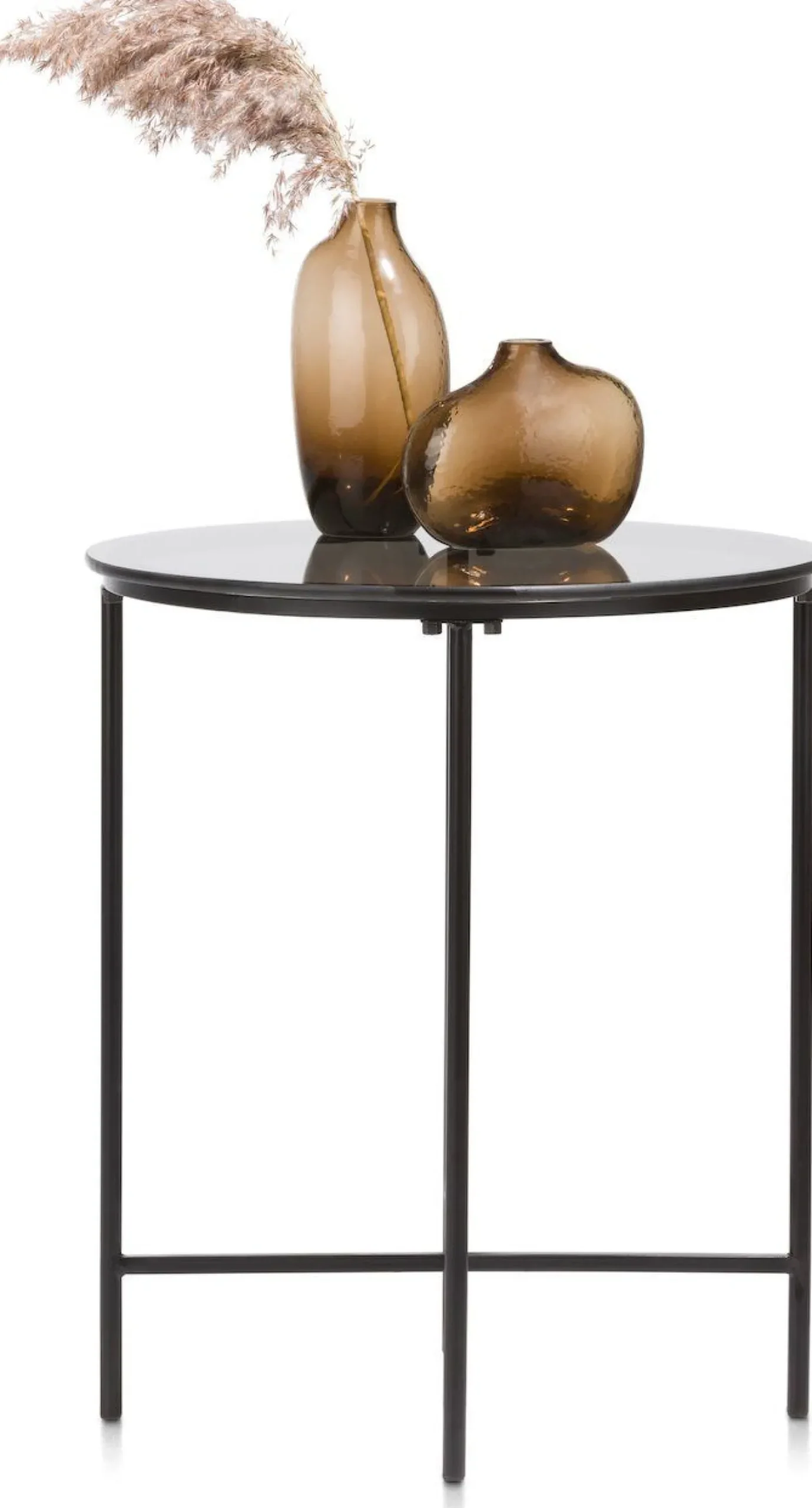 Glazen Bijzettafels|Ronde Bijzettafels-COCO maison Nathan Bijzettafel Antraciet