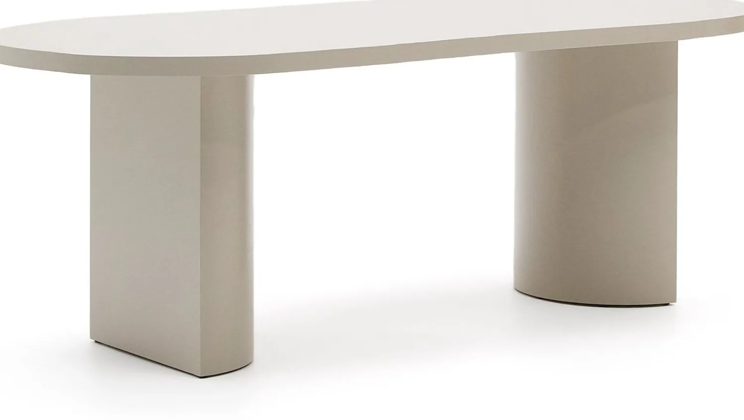 Houten Eettafels|Ovale Eettafels-Kave Home Nealy Eettafel Ecru