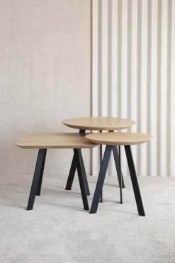 Houten Bijzettafels|Ronde Bijzettafels-Studio HENK New Co Bijzettafel Naturel, Zwart