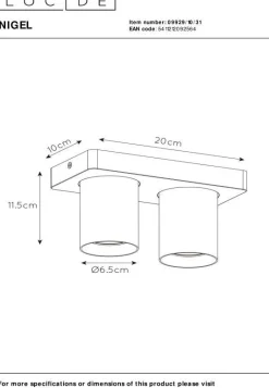 Plafondlampen|Plafondlampen-Lucide Nigel Plafondlamp Wit