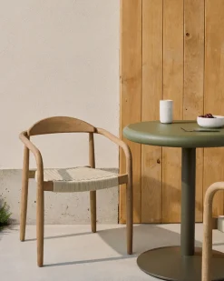 Tuinstoelen|Eetkamerstoelen Met Armleuning-Kave Home Nina Tuinstoel Naturel, Beige