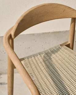 Tuinstoelen|Eetkamerstoelen Met Armleuning-Kave Home Nina Tuinstoel Naturel, Beige